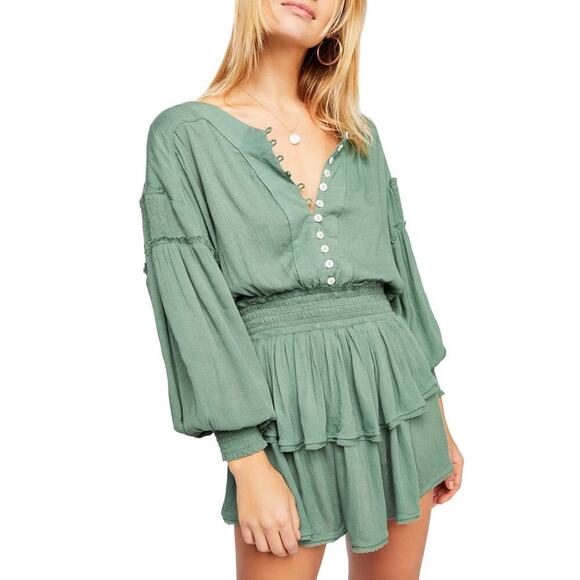 Free People Endless Summer Romy Mini Dress Green Size M - Picture 1 of 7